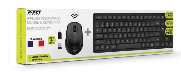 Port Designs 900904-FR clavier Souris incluse Bureau AZERTY Français Noir - Pack Clavier, souris - visuel 6