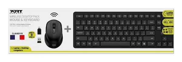 Port Designs 900904-FR clavier Souris incluse Bureau AZERTY Français Noir - Pack Clavier, souris - visuel 7