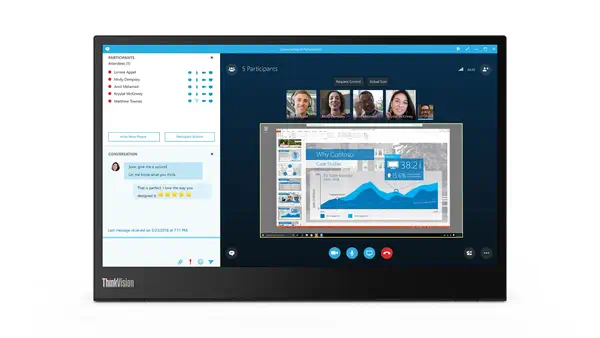 Lenovo ThinkVision M14 LED display 35,6 cm (14") 1920 x 1080 pixels Full HD Noir - Ecran Ordinateur - visuel 1