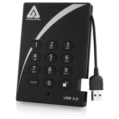 Apricorn Aegis Padlock disque dur externe 2 To 5400 tr/min USB Type-A 3.2 Gen 1 (3.1 Gen 1) Noir - Disque dur Externe - visuel 3