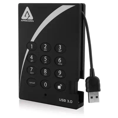 Apricorn Aegis Padlock disque dur externe 2 To 5400 tr/min USB Type-A 3.2 Gen 1 (3.1 Gen 1) Noir - Disque dur Externe - visuel 1