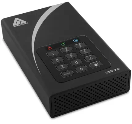Apricorn Aegis Padlock DT disque dur externe 12 To USB Type-B 2.0/3.2 Gen 1 (3.1 Gen 1) Noir - Disque dur Externe - visuel 1