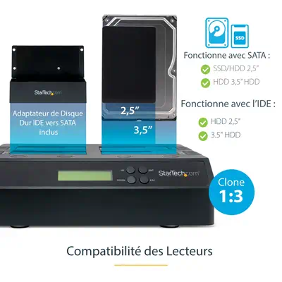 Duplicateur et Effaceur de Disques Durs à 4 baies, Cloneur/Copieur Autonome de HDD/SSD 1:3 SATA, Sta - StarTech - Disque dur Externe - visuel 7