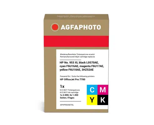 AgfaPhoto APHP953SETXL cartouche d'encre 4 pièce(s) Compatible Rendement élevé (XL) Noir, Cyan, Mage - Toner - visuel 2