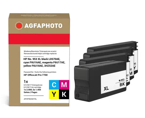 AgfaPhoto APHP953SETXL cartouche d'encre 4 pièce(s) Compatible Rendement élevé (XL) Noir, Cyan, Mage - Toner - visuel 1