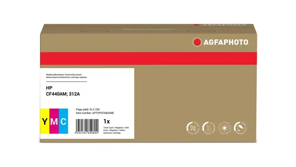 AgfaPhoto APTHPCF440AME Cartouche de toner 3 pièce(s) Compatible Cyan, Magenta, Jaune - Toner - visuel 2