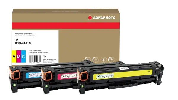 AgfaPhoto APTHPCF440AME Cartouche de toner 3 pièce(s) Compatible Cyan, Magenta, Jaune - Toner - visuel 1