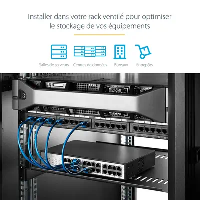 Etagère cantilever ventilée pour rack de serveur universel 2U 16 pouces - Etagère d'armoire serveur  - StarTech - Rack et Armoire - visuel 9