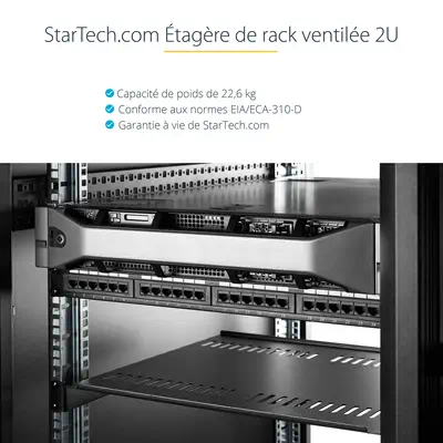 Etagère cantilever ventilée pour rack de serveur universel 2U 16 pouces - Etagère d'armoire serveur  - StarTech - Rack et Armoire - visuel 5