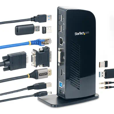 Station d'Accueil pour Ordinateur Portable USB 3.0 à Double Écran avec HDMI et DVI/VGA, Hub USB-A 6x - StarTech - Station d'accueil pour portable - visuel 6