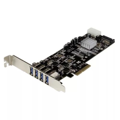 Revendeur officiel Switchs et Hubs StarTech.com Carte Contrôleur PCI Express vers 4 Ports USB 3.0 avec 2 voies dédiés de 5 Gb/s - UASP - Alim SATA / LP4