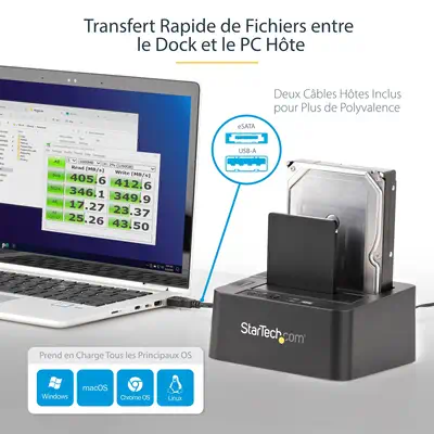 Duplicateur de Disque Dur à 2 Baies, Cloneur/Copieur Autonome USB 3.0 (5 Gbps) / eSATA vers 2,5/3,5" - StarTech - Disque dur Externe - visuel 8
