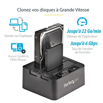 Duplicateur de Disque Dur à 2 Baies, Cloneur/Copieur Autonome USB 3.0 (5 Gbps) / eSATA vers 2,5/3,5" - StarTech - Disque dur Externe - visuel 5