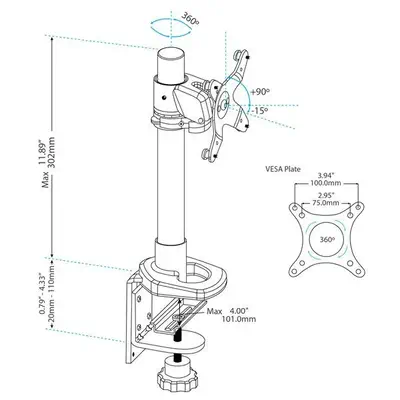 Support de Bureau pour Écran PC jusqu'à 34"(14kg) - Bras Moniteur Réglable - Acier - StarTech - Support Fixe & Mobile - visuel 5