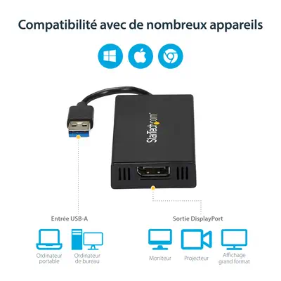 StarTech Adaptateur USB 3.0 vers DisplaPort - 4K 30Hz Ultra - Câble pour Affichage - visuel 10