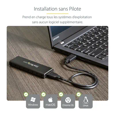 Boîtier Aluminium M.2 SSD vers USB 3.0 (5Gbps) avec UASP - Noir - M.2 NGFF SATA avec Clé B & Clé B+M - StarTech - Disque dur SSD - visuel 10