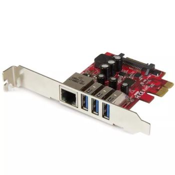 Revendeur officiel StarTech.com Carte PCI Express à 3 ports USB 3.0 et 1 port Gigabit Ethernet avec UASP