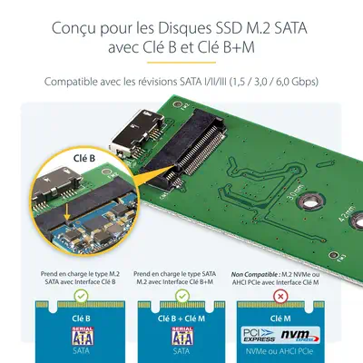 Boîtier USB 3.1 (10 Gb/s) pour SSD SATA M.2 NGFF avec câble USB-C - Aluminium - StarTech - Disque dur SSD - visuel 7