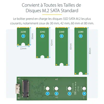 Boîtier USB 3.1 (10 Gb/s) pour SSD SATA M.2 NGFF avec câble USB-C - Aluminium - StarTech - Disque dur SSD - visuel 8