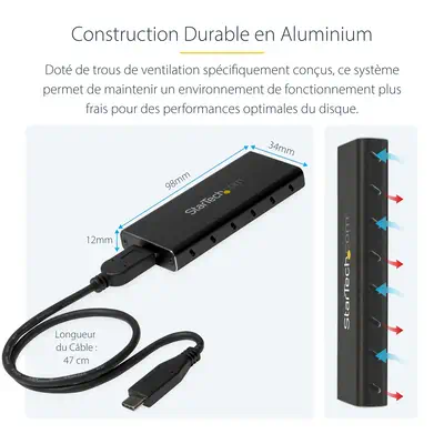 Boîtier USB 3.1 (10 Gb/s) pour SSD SATA M.2 NGFF avec câble USB-C - Aluminium - StarTech - Disque dur SSD - visuel 10