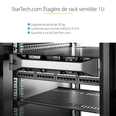 Étagère Rack Serveur 1U - Plateau Cantilever Universel Ventilé pour Armoire d'Équipement Réseau 19"  - StarTech - Accessoire Serveur - visuel 8