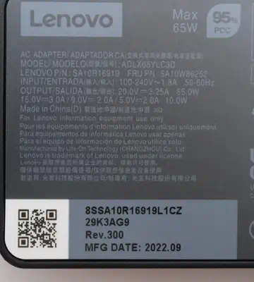 Lenovo 5A10W86252 adaptateur de puissance & onduleur Intérieure 65 W Noir - Chargeur et alimentation - visuel 8