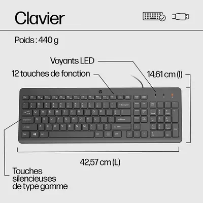 Souris et clavier filaires HP 150 - Pack Clavier, souris - visuel 3