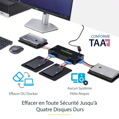 Effaceur de SSD/HDD à 4 Baies - 6,35 et 8,89cm SATA - Nettoyeur de Disques, Autonome et Sécurisé - 9 - StarTech - Disque dur Externe - visuel 4