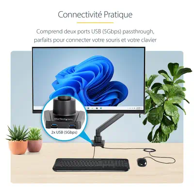 StarTech.com ARMSLIM2USB3 support d'écran plat pour bureau 86,4 cm (34") Noir - Support Fixe & Mobile - visuel 9