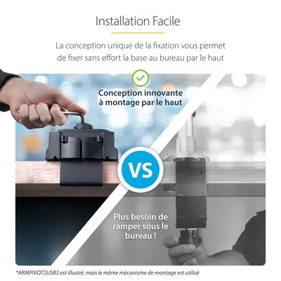 StarTech.com ARMSLIM2USB3 support d'écran plat pour bureau 86,4 cm (34") Noir - Support Fixe & Mobile - visuel 10