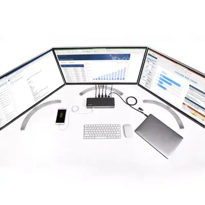 Dock USB-C & USB-A - Station d'Accueil Universelle à Triple Écran DisplayPort & HDMI 4K 60Hz - 85W P - StarTech - Station d'accueil pour portable - visuel 2