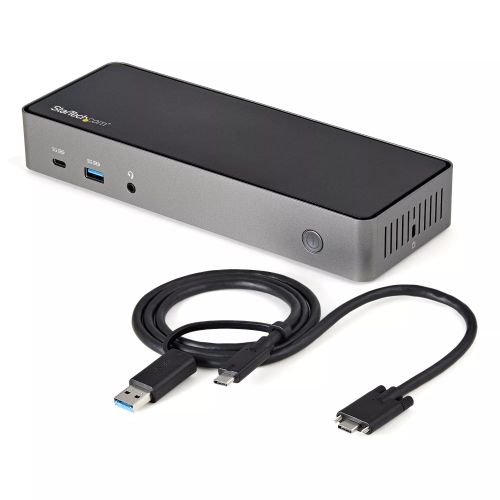 Revendeur officiel StarTech.com Dock USB-C & USB-A - Station d'Accueil Universelle à Triple Écran DisplayPort & HDMI 4K 60Hz - 85W Power Delivery, 6x USB Hub, GbE, Audio - USB 3.1 Gen 2 10Gbps