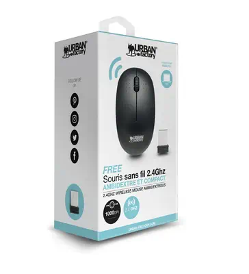 Urban Factory Free souris Bureau Ambidextre RF sans fil Optique 1000 DPI - Souris - visuel 3