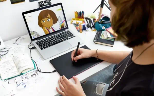Wacom One by Medium tablette graphique Noir, Rouge 2540 lpi 216 x 135 mm USB - Tablette graphique - visuel 4