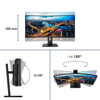 Philips B Line 345B1C/00 écran plat de PC Philips - visuel 1 - hello RSE - Inclinaison, rotation et réglage de la hauteur pour une vision idéale