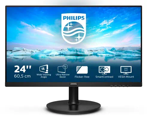 Philips V Line 241V8L/00 écran plat de PC 60,5 cm (23.8") 1920 x 1080 pixels Full HD LCD Noir - Ecran Ordinateur - visuel 2