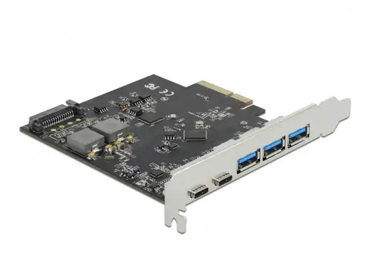 Carte PCI Express x4 vers 2 x USB Type-C + 3 x USB Type-A - SuperSpeed USB 10 Gbps - DeLOCK - Composant - visuel 1
