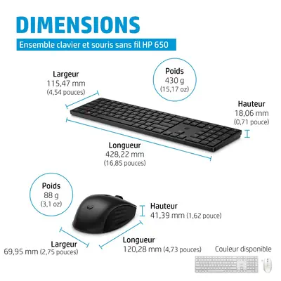 Ensemble clavier et souris sans fil HP 650 - Pack Clavier, souris - visuel 3