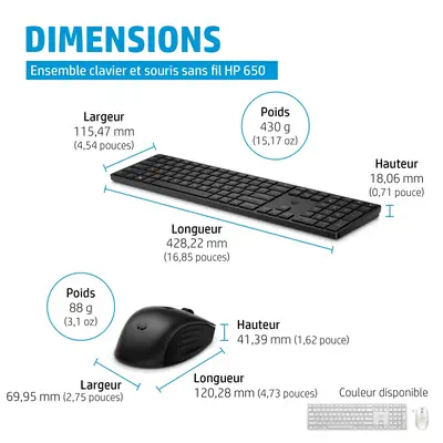 Ensemble clavier et souris sans fil HP 650 - Pack Clavier, souris - visuel 5