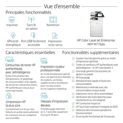 LaserJet Enterprise M776dn Multifunction Couleur Imprimante, Ethernet uniquement; Copieur, Scanner - HP - Impression - visuel 10