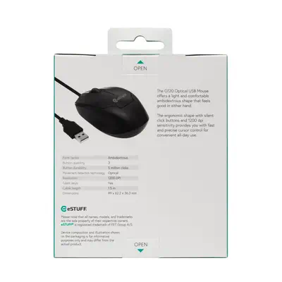eSTUFF GLB213002 souris Bureau Ambidextre Optique 1200 DPI - Souris - visuel 4