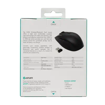 eSTUFF GLB214002 souris Bureau Droitier RF sans fil + Bluetooth IR LED 1800 DPI - Souris - visuel 3