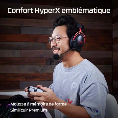 Casque gaming sans fil HyperX Cloud Alpha (noir-rouge) - Casque Micro - visuel 7