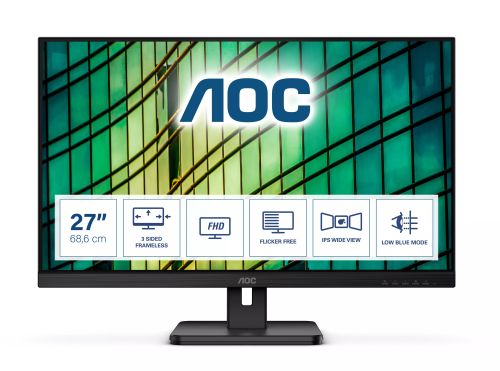 Revendeur officiel Ecran Ordinateur AOC 27E2QAE 27p Full HD monitor VGA HDMI
