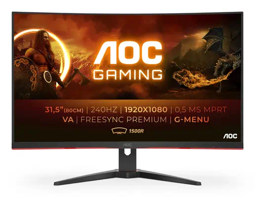 AOC G2 C32G2ZE/BK écran plat de PC 80 cm (31.5") 1920 x 1080 pixels Full HD LED Noir, Rouge - Ecran Ordinateur - visuel 1