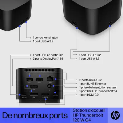 Station d’accueil HP Thunderbolt 120 W G4 - Station d'accueil pour portable - visuel 7