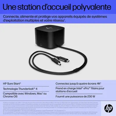 Station d’accueil HP Thunderbolt 280 W G4 avec câble combo - Station d'accueil pour portable - visuel 8