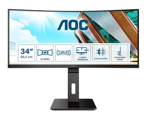 AOC P2 CU34P2A LED display 86,4 cm (34") 3440 x 1440 pixels Quad HD Noir - Ecran Ordinateur - visuel 1