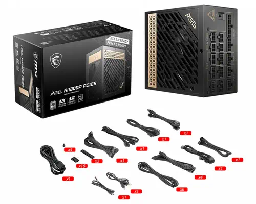 MSI MEG AI1300P PCIE5 unité d'alimentation d'énergie 1300 W 24-pin ATX ATX Noir - Boitier d'alimentation - visuel 5