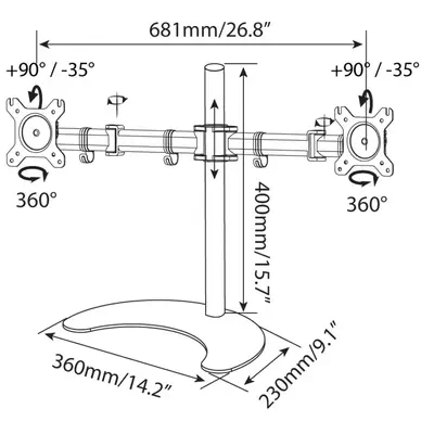 Desk Stand for 2 Monitor 13-27" with Base h.400m  ICA-LCD 3410 - Techly - Accessoire Moniteur - visuel 3